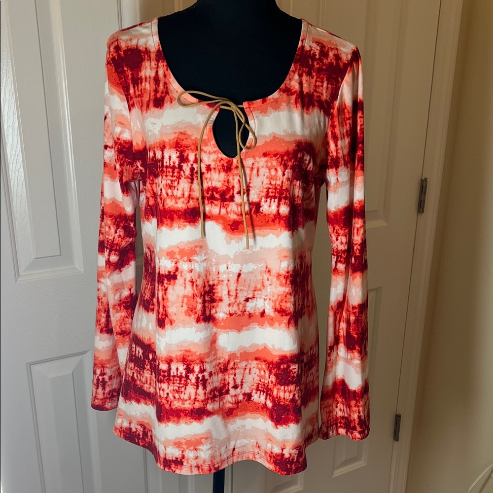 Bobbie Brooks Red and White Tie-Dye Tunic